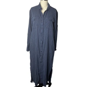 Cloth & Stone Blue Gray Midi Tencel Shirtdress Size Large - Picture 1 of 8