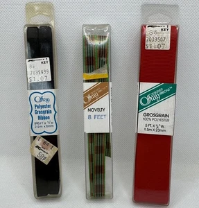 Vintage Offray Grosgrain Ribbon Lot of 3. 7/8”, 1/4”, 3/8”, New, Bundle, Set. - Picture 1 of 12