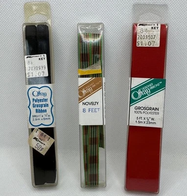 Vintage Offray Grosgrain Ribbon Lot of 3. 7/8”, 1/4”, 3/8”, New, Bundle, Set. - Image 1 of 4
