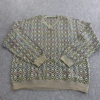 Suéter Jhane Barnes Para Hombre Multicolor Geométrico Tejido 3D Cuello en V Hecho en Japón Foto 1 de 4