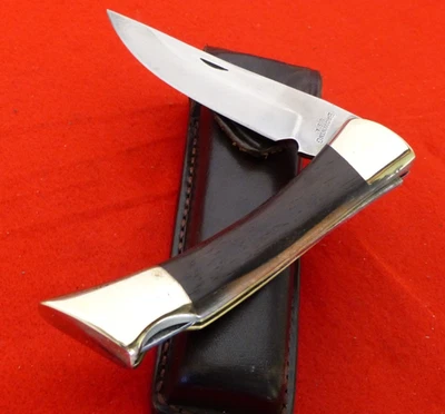 Cuchillo y funda vintage Browning EE. UU. 5" cerrado con bloqueo de cazador plegable Foto 1 de 4