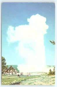Cartolina Old Faithful Geyser Yellowstone Wyoming Union Pacific Railroad - Foto 1 di 3
