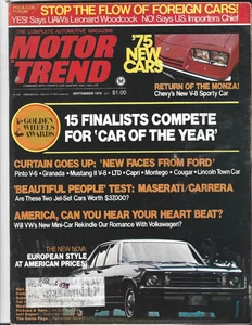 September 1974 - Motor Trend Magazin - 15 Finalisten konkurrieren um Auto des Jahres - Bild 1 von 2