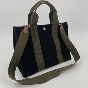Rue De Verneuil 2Way Wool Mini Tote Bag in Black/Green - With Shoulder Strap - Picture 1 of 19