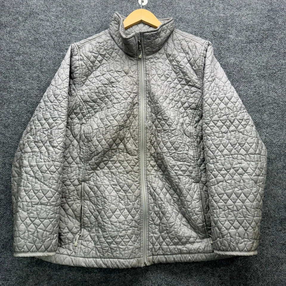 Chaqueta acolchada Lands' End para mujer talla 2X gris cremallera completa abrigo PrimaLoft ligero Foto 1 de 4