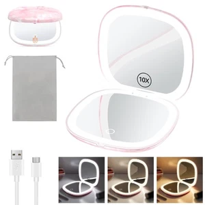 3.9" Rechargeable Compact Makeup Mirror with 3 Light Colors and Magnification... - Picture 1 of 7