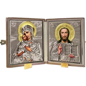 Virgin of Vladimir and Christ The Teacher - HIGH QUALITY - Russian Icon Diptych - Picture 1 of 8