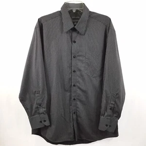 Statements Shirt Mens 17 Gray Striped  Long Sleeve Button Up  - Picture 1 of 7