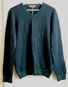New Men IKE Behar Green Cotton Long Sleeves V Neck Pullover Sweater S MSRP $120 - Picture 1 of 6