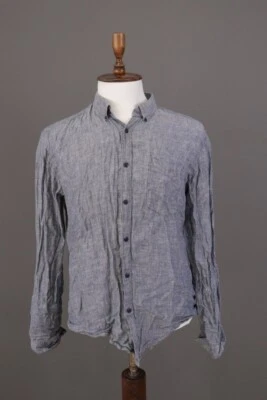 Beacon Brand Barbour Gray Slim Fit Linen Casual Shirt Size L - Image 1 of 4