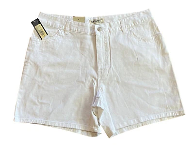 Pantalones Cortos Cherokee Delanteros Planos Sarga Para Mujer 12 Blanco 6" Entrepierna Chino Nuevos Con Etiquetas Foto 1 de 4