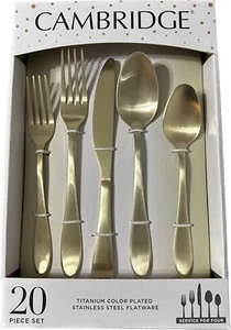 Cambridge Beacon Gold Satin 20-Piece Flatware Set - Picture 1 of 3