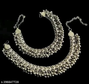 Silver Ghungroo Oxidized Indian Anklet Bollywood Jewelry Afgani Anklet For Her - Picture 1 of 4