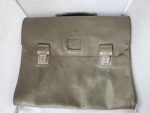 Swiss Army Military Green Leather Folding Bag with Homa Clasps - Picture 1 of 19