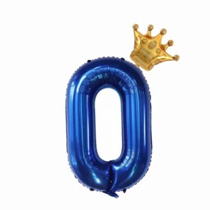 40 inch Navy Blue crown Number 0 Balloons Giant Large Balloon Birthday Decora... - Picture 1 of 3