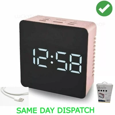 ROSE GOLD,ACCTIM ALARM CLOCK,LED DISPLAY,BATTERY OR USB POWERED, MIRROR FINISH - Image 1 of 3