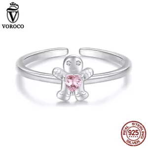 Anillo abierto cruzado exquisito elegante de plata de ley Voroco S925 apto para mujeres regalos - Imagen 1 de 6