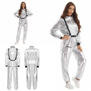 Damen Astronauten Kostüm Club Cosplay Astronaut Overalls Metallic Fasch Kostüm - Picture 1 of 32
