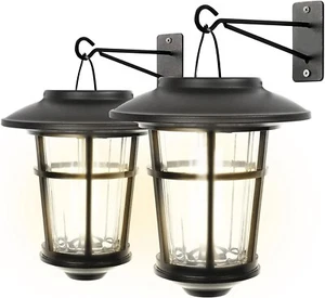 Landia Home 2 Pack Solar Wall Lanterns Black ( 2 Lanterns Total ) New - Picture 1 of 11