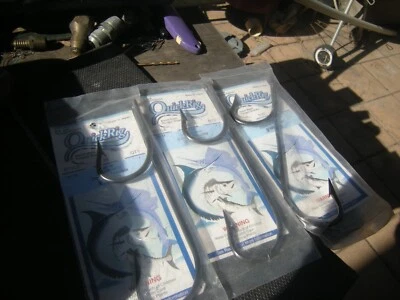 Three 12/0 Tandem Hook Rigs - Offshore Trolling Big Game Fishing  - Tuna Marlin - Image 1 of 4