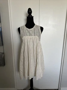 Free People Kleid Damen Medium Creme Spitze Boho Landhaus Reißverschluss hinten Medium - Bild 1 von 4