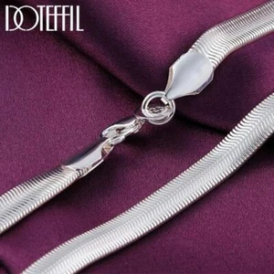 Collar de cadena de espiga plana flexible italiana de plata de ley 925 sólida fiesta - Imagen 1 de 23