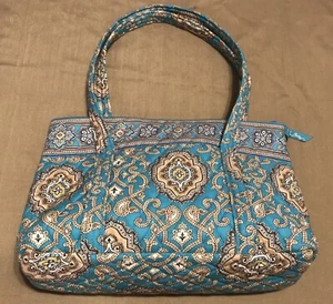 Vera Bradley Quilted Teal/Brown Paisley Medallion Purse Double Shoulder Straps  - Picture 1 of 12