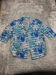 Allison Daley Jacket Womens Size 22W Blue Striped Woman Plus - Picture 1 of 13