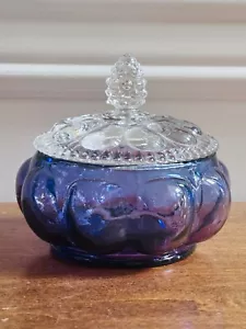 DE COLECCIÓN FENTON ARTE VIDRIO MORERA DIAMANTE ÓPTICO TOCADOR POLVO PLATO FRASCO ¡DIFÍCIL DE ENCONTRAR! - Imagen 1 de 19