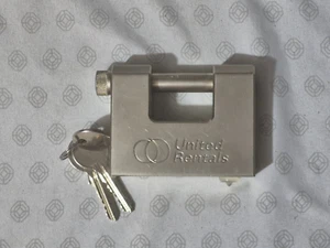 Branded Trailer Container Block Lock Security Straight Shackle Padlock w/3 Keys - Picture 1 of 2