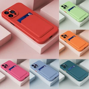 IPhone Cover Holder TPU Slot Shockproof Card Pro Max 12 13 8 7 Case 11 XS XR - Picture 1 of 25
