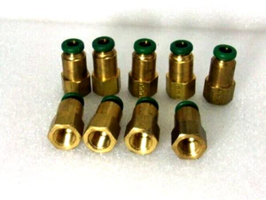 (9 Pcs) Parker 66PLN-4-2 Brass Adapter Push-to-Connect 1/4" OD Tube to 1/8 NPT - Picture 1 of 2