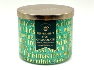 NEW BATH BODY WORKS PEPPERMINT HOT CHOCOLATE LARGE SCENTED 3-WICK 14.5 OZ CANDLE - Picture 1 of 6