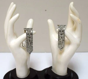 KTF Trifari Rhinestone Dress Clips Pair (2) Rectangular c 1935 - Picture 1 of 6