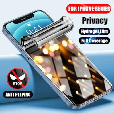 Hydrogel Screen Protector For iPhone 15 14 13 12 11 Pro Max Anti Peeping Spy - Image 1 of 4