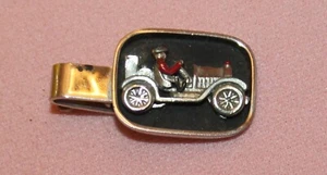 Vintage Swank Enameled Silvertone Metal Antique Car Tie Bar Clip - Picture 1 of 2