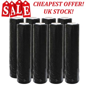 BLACK STRONG ROLLS PALLET STRETCH SHRINK WRAP PARCEL PACKAGING CLING FILM