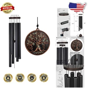 Handcrafted Deep Tone Wind Chimes - 46'' Outdoor Decor with Tree of Life Symbol - Picture 1 of 9
