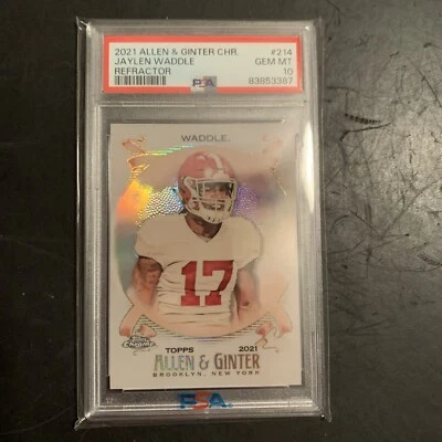2021 Allen & Ginter Chrome REFRACTOR #214 JAYLEN WADDLE Rookie PSA 10 GEM - Image 1 of 2