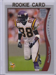 Tarjeta de novato Randy Moss 1998 Topps Temporada Abridor SELLO PLATEADO Fútbol Vikingos RC - Imagen 1 de 2