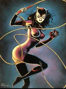 Batman Catwoman Selina Kyle Comic Book Black Velvet oil painting art - Picture 1 of 4