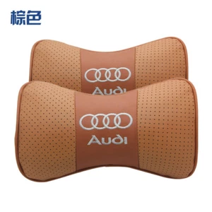 NEU 2 Braun Echtleder Autositz Nackenkissen Auto Kopfstütze Fit Für Audi - Bild 1 von 7