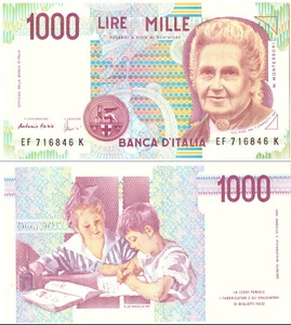 1996 Italia Banconota Lire 1000 Montessori D.M. 26-11-1996 Discreta - Picture 1 of 1