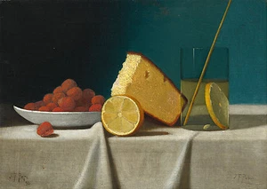 John Peto : "Still Life with Cake, Lemons, Strawberries, Glass" — Fine Art Print - Picture 1 of 7