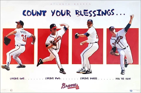 ATLANTA BRAVES 1990s PITCHERS 23x35 Costacos POSTER - Maddux Glavine Smoltz Ave Cover