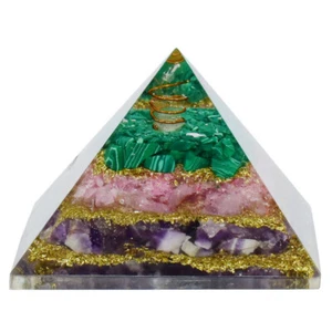Malaquita Orgón Cuarzo Rosa Cristal Amatista Pirámide Reiki Chakra Piedra Energía - Imagen 1 de 5