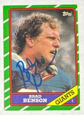 Brad Benson Autograph Football Card - New York Giants - 1986 Topps Auto Signed
