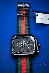 GUCCI Coupe Chronograph Black Dial Nylon Strap Watch YA131202