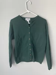 Pendleton Lambs Wool Sweater Green Button Up Cardigan Size S Vintage Made USA - Picture 1 of 8