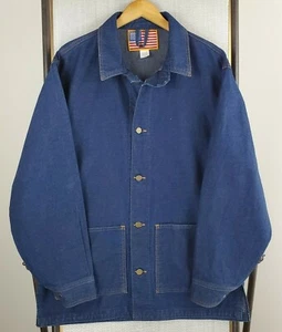 RARE MAINE PRISONER MADE Size Medium Denim Chore Coat Harbor Blue Made in USA - Picture 1 of 12